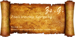 Zselinszky Gergely névjegykártya